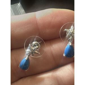 925 Sterling Silver Cerulite Starfish Earrings